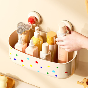 Yimijia Suction Cup Storage Rack Oval 1 Layer Durable Bathroom Cosmetic Organizer Wall Mount - Product Image 2
