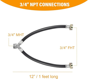 Manguera de entrada para lavadora con mezclador en Y, reforzada con caucho, sin plomo, con certificación CUPC - Product Image 5