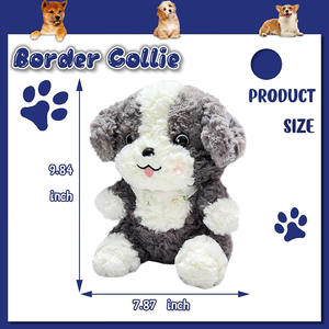 Jouet en peluche de chien Border Collie gris à poils longs 8048 avec yeux en plastique, peluche de chiot pour enfants, cadeau, peluche de collie - Product Image 2