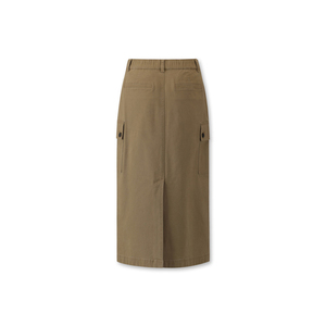 Jupe midi taille haute en chanvre peigné pour femme, coupe droite, unie, décontractée, mode estivale, respirante, légère et confortable - Product Image 1