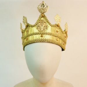 Accessori per Costumi di Carnevale Pafu, Corona Dorata da <span class=keywords><strong>Regina</strong></span>, Materiale in Tessuto Dorato, Corona Gioiello per Decorazioni Festive - Product Image 3