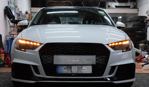 Fari LED Stile RS3 6000K per <span class=keywords><strong>Audi</strong></span> <span class=keywords><strong>A3</strong></span> 2013-2020, DRL Plug-and-Play con Indicatore di Direzione Sequenziale Blu - Product Image 6