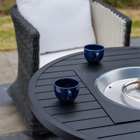 Meubles de jardin modernes d'extérieur, ensemble de meubles de patio en rotin et osier avec table à feu, ensemble de Ratan, meubles de jardin