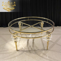 Ensemble de table et chaises rondes en verre trempé suspendues avec structure en acier inoxydable moderne et luxueuse, écologique et durable