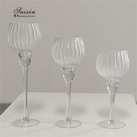 Ensemble de centre de table de mariage ZT-042, 3 pièces, bougeoir et lanterne en cristal transparent, vase floral élégant, fournitures de décoration