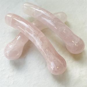 Natuurlijke roze kristallen penisvormige massage-staaf met ronde kop, <span class=keywords><strong>dildo</strong></span> van rozenkwarts, yoni-massage-staaf voor vrouwen, seksspeeltje - Product Image 2