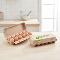 Cartons à œufs biodégradables personnalisés en pulpe pour 12 œufs de poule, vente en gros, vides, en stock, emballage pour œufs