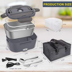 110V/12V 60W-80W Portable Electric <b>Lunch</b> <b>Box</b> Removable Stainless Steel Container BPA-Free Leakproof 2 <b>Compartments</b> High Capacity - Product Image 2