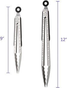 Pince de cuisine en silicone Hongxuan avec logo personnalisé, 100 % qualité alimentaire, sans BPA, 9 pouces, manche en acier inoxydable 430, pour barbecue - Product Image 2