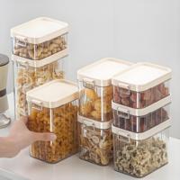 Boîte de rangement hermétique crème-blanche - Récipients carrés transparents de qualité alimentaire avec couvercles pour l'organisation du garde-manger de la cuisine