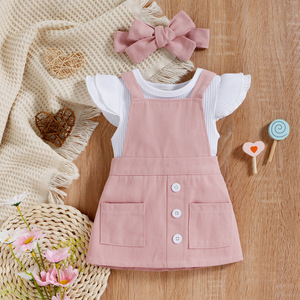 Conjunto de Ropa Infantil de Primavera/Verano Angel Uniwin Baoxin, Estilo Coreano Nubao Sisters, Lavable, Preppy, de Algodón - Product Image 1