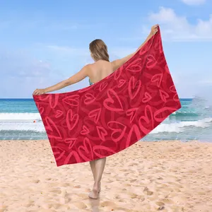 مناشف حمام مستطيلة مصنوعة في هاواي مناسبة كهدية لعيد الحب لعام 2024 ومنشفة للشاطئ مخصصة مصنوعة من الألياف الدقيقة للبيع بالجملة