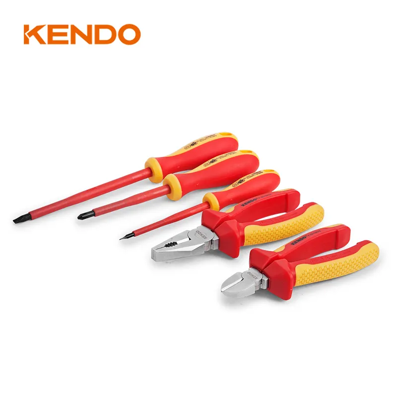 KENDO 5 Pcs 1000V VDE ช่างไฟฟ้าเครื่องมือมือคีมไขควง