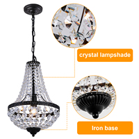 Lustre en cristal noir en fer forgé pour table à manger, expédié depuis l'entrepôt du Royaume-Uni