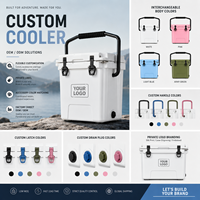 Glacière portable en plastique PP 13L 17L avec isolation en mousse PU, étanche, pour le stockage des aliments et des boissons