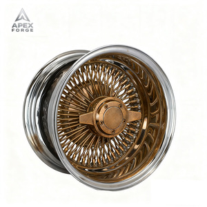 13x7 14x7 đa nói <span class=keywords><strong>Lowrider</strong></span> dây bánh xe 72 100 thẳng ren nan hoa Chrome centre vàng bánh xe-Điều kiện Mới vật liệu thép - Product Image 3