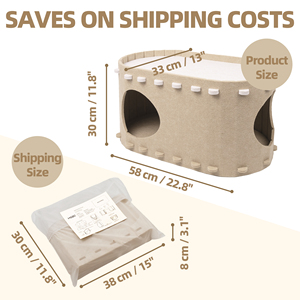 Großhandel 2024 Trendige Handgefertigte 2-in-1 Dunkelgraue Woll-Katzenhöhlen-Betten Faltbar mit Rutschfestem Boden Warme Katzenbetten für Innenräume - Product Image 6