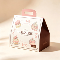 Sacs à gâteaux à emporter en carton à fond carré grand format avec logo personnalisé, matériaux recyclés, design fleurs et pâtisserie, base extra large en coton