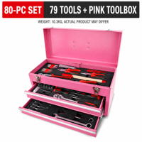 Ensemble complet d'outils roses avec pinces, marteau, clés à douille, tournevis pour la maison, le bricolage et la réparation automobile - Vente en gros