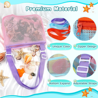 Sac de plage léger en maille avec bandoulière réglable, sac de rangement pour coquillages et jouets pour enfants, idéal pour les voyages à la plage