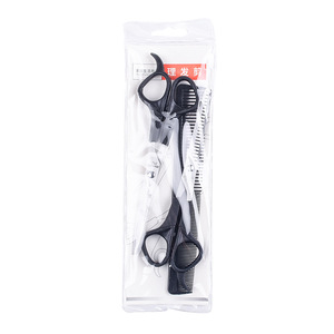 Ensemble de ciseaux de coiffure en acier inoxydable, ciseaux à effiler pour usage domestique, noir, trois pièces, durables - Product Image 5
