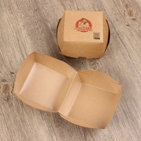 Scatola Personalizzata per Hamburger in Carta Kraft Alimentare Usa e Getta con Laminazione Opaca e Goffratura, Design Pieghevole Biodegradabile