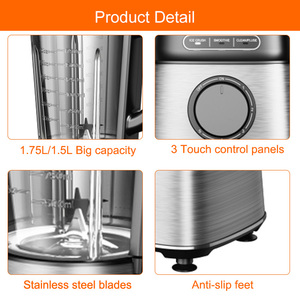 1200W 1.75L/1.5L lọ thủy tinh 5 tốc độ thép không gỉ đánh giá cao nhất Smoothie Điện Trái Cây máy xay sinh tố tốc độ cao nặng máy xay sinh tố - Product Image 3