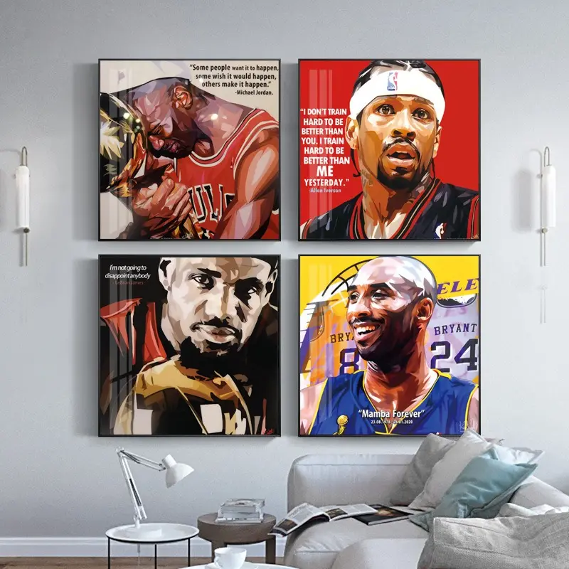 Basketball Sport Star personal isierte motivierende Wand kunst Großhandel Leinwand Kunst Wandbild für Wand dekoration für Home Hotel