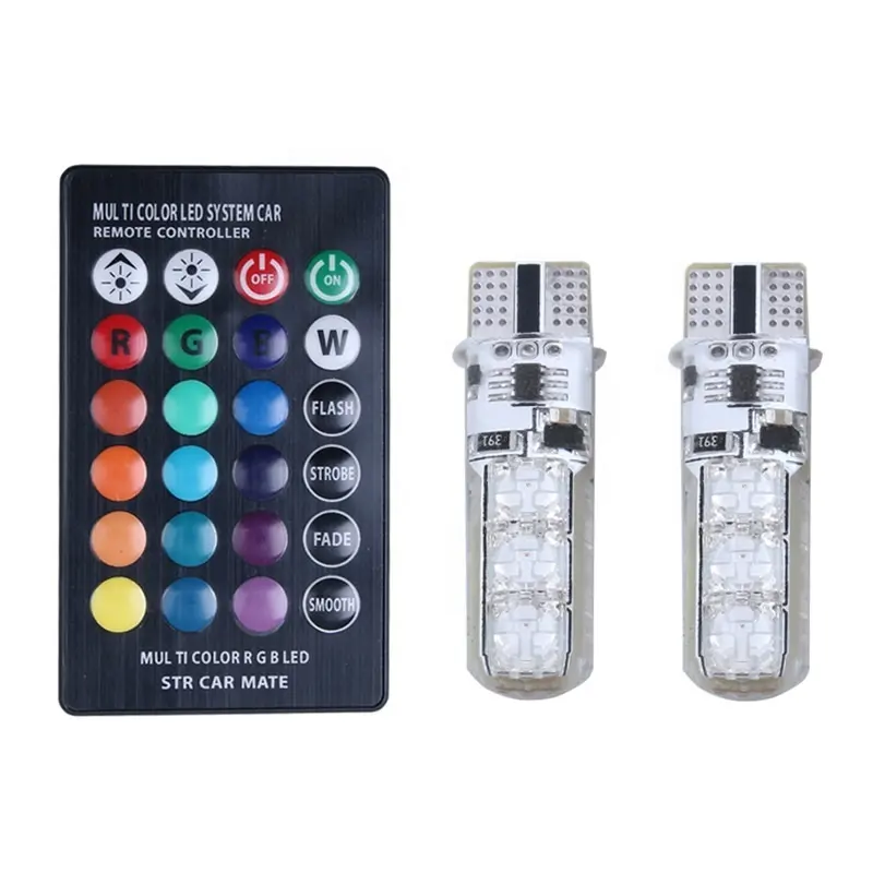Infitary Newest Mini RGB Flashing 5050 6SMD Remote Control 12V Reading Wedge Light Signal Lamp 194 W5W T10 LED Car Headlight