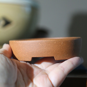 Oval Bonsai <b>Pot</b> Purple <b>Clay</b> Handmade Extra Small Desktop Planters - Product Image 1