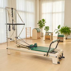 Reformer Pilates en bois d'érable avec demi-tourneuse à rail extérieur pour studio commercial, couleur personnalisée OEM - Product Image 1