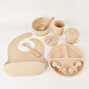 Ensemble de vaisselle en silicone de qualité alimentaire pour bébé, motif dessin animé, lot de dix, assiette d'apprentissage pour l'alimentation complémentaire <span class=keywords><strong>du</strong></span> bébé - Product Image 3