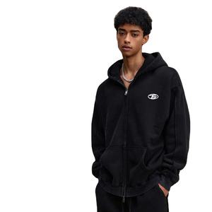 Sweat à capuche pour homme, collection Automne-Hiver 2026, style Hip-Hop urbain américain, avec broderie de lettres unie, bordure lâche, fermeture éclair, doublure polaire, 100% Coton - Product Image 5