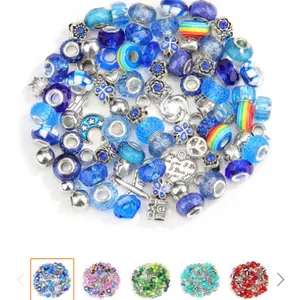 Miçangas espaçadoras para diy, 100 peças por conjunto, buracos grandes, coloridos, para fazer joias, arco-íris, miçangas de metal, acessórios de joias