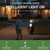 Poteau de parc en acier inoxydable 304 |   Boîtier de sortie unique + Robinet anti-gel + Lumière à détecteur de mouvement PIR, Colonne d'alimentation extérieure étanche IP66