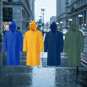Cheap Custom Yellow Thin Waterproof Canvas Zipper Washed Work <b>Raincoat</b> for Adults Men Hiking with Hood - Product Image 3