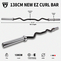 Barre EZ Curl HUISHENG 138 cm, barre de musculation robuste pour l'entraînement des bras, des biceps, des triceps et des exercices du haut du corps