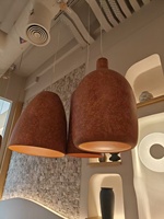 Lampe suspendue en résine écru effet terre cuite, grainée, coulée à la main, sans scintillement, pièce maîtresse pour bar, style Pueblo, éclat miel