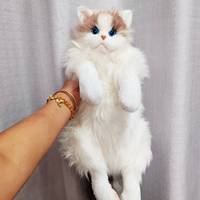 Sac à dos en peluche chat calico réaliste 2025, sac à main en peluche doux, jouet mignon de collection, boîte cadeau pour les amoureux des chats, 31cm-50cm 14