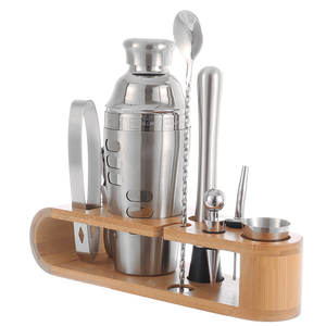 <span class=keywords><strong>Martini</strong></span> 10 PCS Kit de barman Jigger Bar multifonction avec support en bois Ensembles de bar Outils Shaker à cocktail en acier inoxydable Vente en gros - Product Image 6