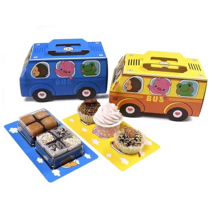 रचनात्मक जगह रंग कार्टून कार छोटी बस पेस्ट्री तह कागज खिलौना पैकेजिंग उपहार बॉक्स