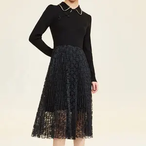 Factory direct sales Style New Autumn Women Vintage Dress Black Long Sleeved Formal Dresses