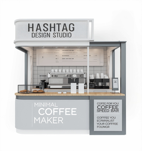 Solución de Diseño de Interiores para Quioscos de Café, Moderna, Minimalista, Ecológica y Personalizable, Muebles Modulares para Cafeterías, Madera y Metal - Product Image 3