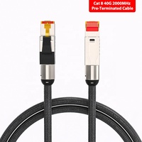 Cable de Comunicación de Alta Velocidad Cat8 de 40G y 2000MHz, 40 Gbps, Preensamblado, con Malla de Nailon, Conectores RJ45 Preterminados para Campo