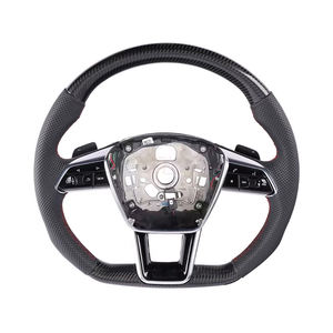 Avec bouton de démarrage Volant S-<span class=keywords><strong>Line</strong></span> en cuir et fibre de carbone pour Audi TT R8 A4 A5 B8 B9 S4 RS6 A6 C7 <span class=keywords><strong>RS</strong></span> Q5 Q6 Customizion - Product Image 4