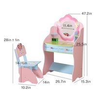 Table de toilette moderne extensible en bois rose pour filles avec miroir, meubles de chambre à coucher