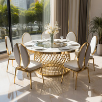 Table ovale en acier inoxydable pour restaurant commercial, finition électrolytique or titane, plateau en verre trempé, luxe, vente en gros usine