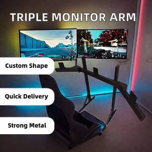 Support de sol personnalisé en alliage d'aluminium 6063 soudé pour triple moniteur, bras de suspension pour cockpit de simulation de course automobile - Product Image 2