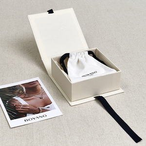 Boyang Custom Eco Friendly Recyclable Paper Cardboard Book Style Jewelry Packaging <strong>Box</strong> with Ribbon - Product Image 3