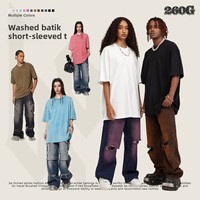 Kaos Pria Vintage Ukuran Besar 260Gsm Katun Tebal Polos Streetwear Bernapas Grosir Cetak Kosong